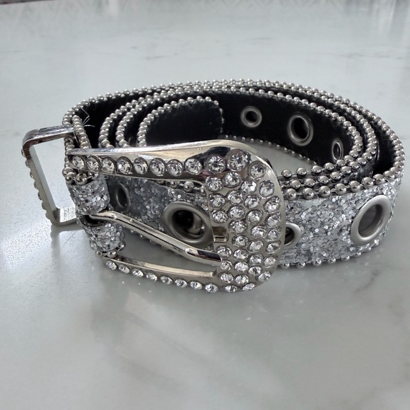 Accessories - New Y2K Silver Full Rhinestone Embellished Belt